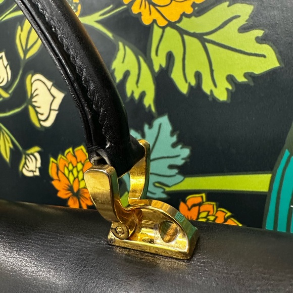 Vintage Bally Black Calfskin Top Handle Bag with Ring Hardware | 60s-70s - Picture 10 of 14